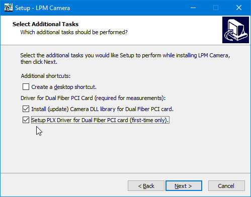 Setup Select Additional Tasks Screen