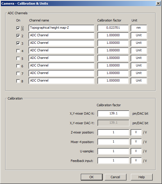 Analysis Mode, Settings: Calibration & Units