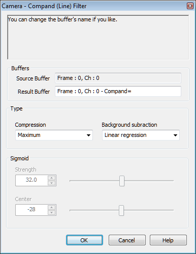 Analysis Mode, Filters: Compand Line Filter Dialog