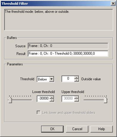 Analysis Mode, Filters: General Threshold Filter Dialog