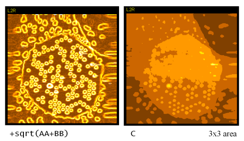 Analysis Mode, Filters: Linear Regression Filter example showing +sqrt(AA+BB), C