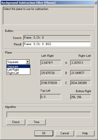 Analysis Mode, Filters: Linear Regression (Plane) Filter Dialog