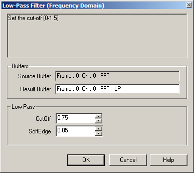 Analysis Mode, Filters: Low-Pas Filter (Frequency Domain) Filter Dialog
