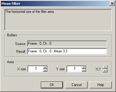 Analysis Mode, Filters: Mean Filter Dialog
