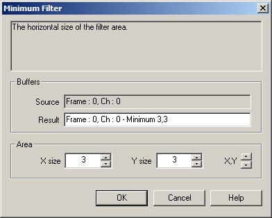 Analysis Mode, Filters: Minimum Filter Dialog
