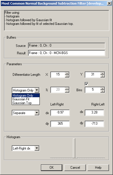 Analysis Mode, Filters: Linear Regression Filter Dialog