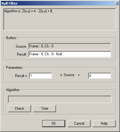 Analysis Mode, Filters: No-Operation Filter Dialog