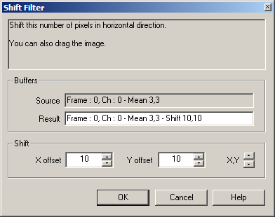 Analysis Mode, Filters: Shift Filter Dialog